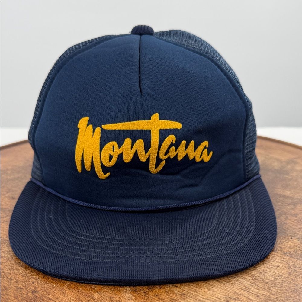 Montana Hat Vintage Mesh Snapback Cap Blue Yellow Trucker